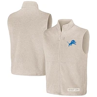 Men's NFL x Darius Rucker Collection by Fanatics  Oatmeal Detroit Lions Full-Zip Sweater Vest