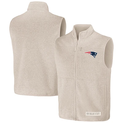 Men's NFL x Darius Rucker Collection by Fanatics  Oatmeal New England Patriots Full-Zip Sweater Vest