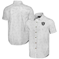 Men's NFL x Darius Rucker Collection by Fanatics White Las Vegas Raiders Woven Short Sleeve Button Up Shirt