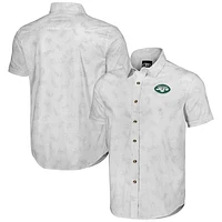 Men's NFL x Darius Rucker Collection by Fanatics White New York Jets Woven Short Sleeve Button Up Shirt