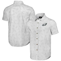 Men's NFL x Darius Rucker Collection by Fanatics White Philadelphia Eagles Woven Short Sleeve Button Up Shirt