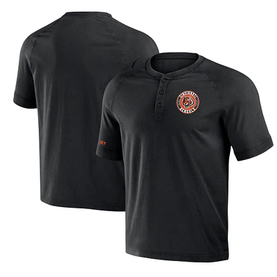 Men's NFL x Darius Rucker Collection by Fanatics Black Cincinnati Bengals Washed Raglan Henley T-Shirt