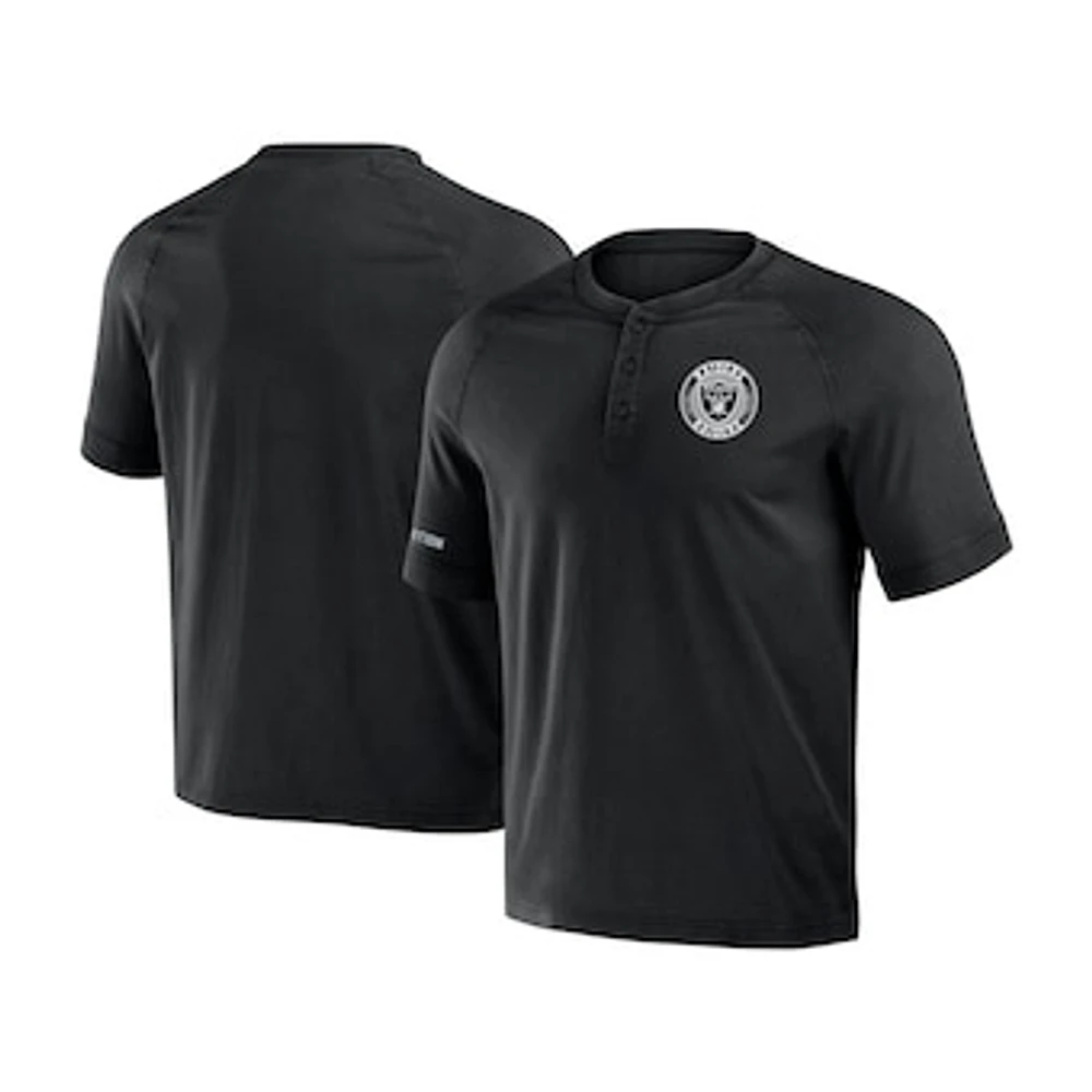 Men's NFL x Darius Rucker Collection by Fanatics Black Las Vegas Raiders Washed Raglan Henley T-Shirt