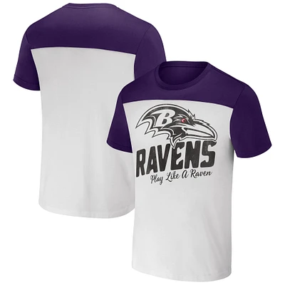 Men's NFL x Darius Rucker Collection by Fanatics White/Purple Baltimore Ravens Colorblocked T-Shirt