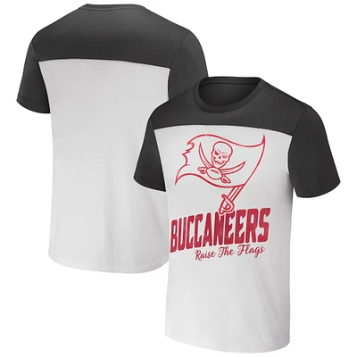 Men's NFL x Darius Rucker Collection by Fanatics White/Pewter Tampa Bay Buccaneers Colorblocked T-Shirt