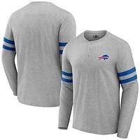 Men's NFL x Darius Rucker Collection by Fanatics Heather Gray Buffalo Bills Henley Long Sleeve T-Shirt