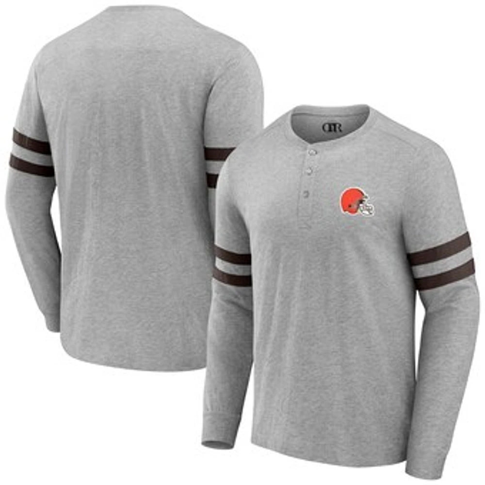 Men's NFL x Darius Rucker Collection by Fanatics Heather Gray Cleveland Browns Henley Long Sleeve T-Shirt