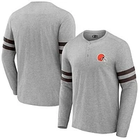 Men's NFL x Darius Rucker Collection by Fanatics Heather Gray Cleveland Browns Henley Long Sleeve T-Shirt