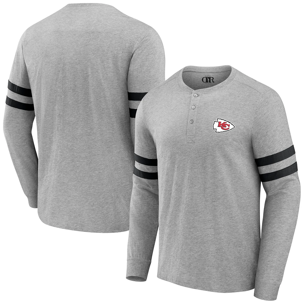 Men's NFL x Darius Rucker Collection by Fanatics Heather Gray Kansas City Chiefs Henley Long Sleeve T-Shirt