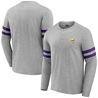 Men's NFL x Darius Rucker Collection by Fanatics Heather Gray Minnesota Vikings Henley Long Sleeve T-Shirt