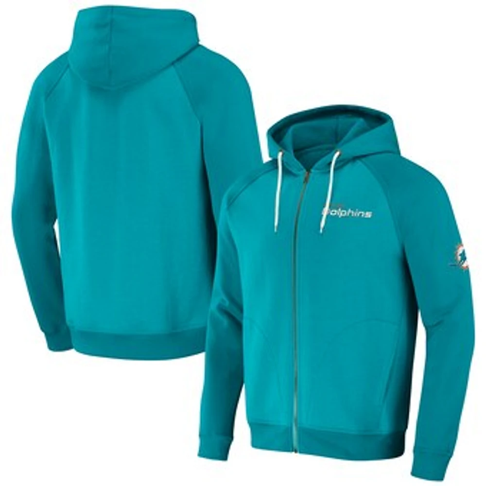 Men's NFL x Darius Rucker Collection by Fanatics Aqua Miami Dolphins Raglan Full-Zip Hoodie