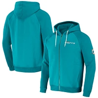 Men's NFL x Darius Rucker Collection by Fanatics Aqua Miami Dolphins Raglan Full-Zip Hoodie