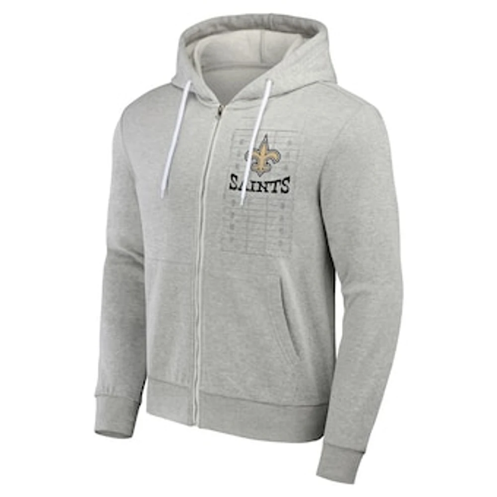 Men's NFL x Darius Rucker Collection by Fanatics Heather Gray New Orleans Saints Domestic Full-Zip Hoodie