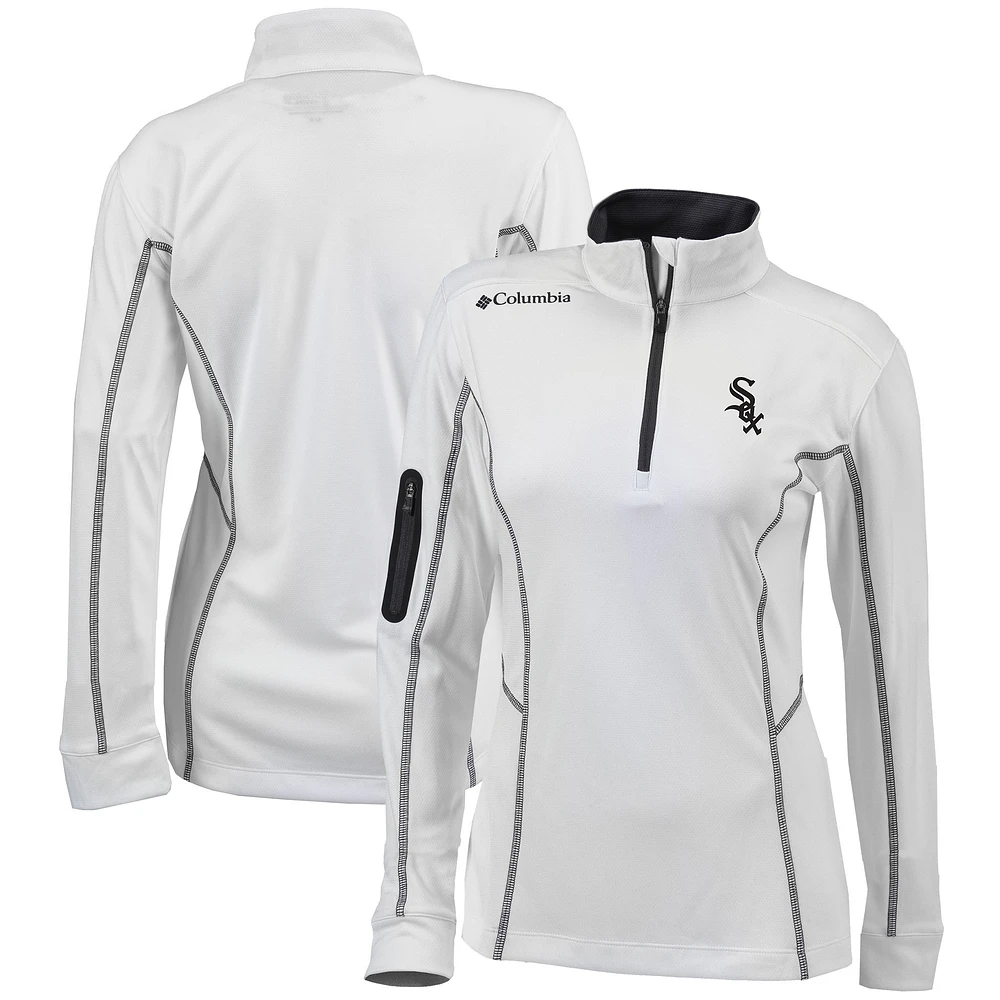 Women's Columbia White Chicago Sox Omni-Wick Shotgun Quarter-Zip Pullover Top