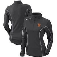 Women's Columbia  Charcoal San Francisco Giants Omni-Wick Shotgun Quarter-Zip Pullover Top