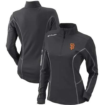 Women's Columbia  Charcoal San Francisco Giants Omni-Wick Shotgun Quarter-Zip Pullover Top