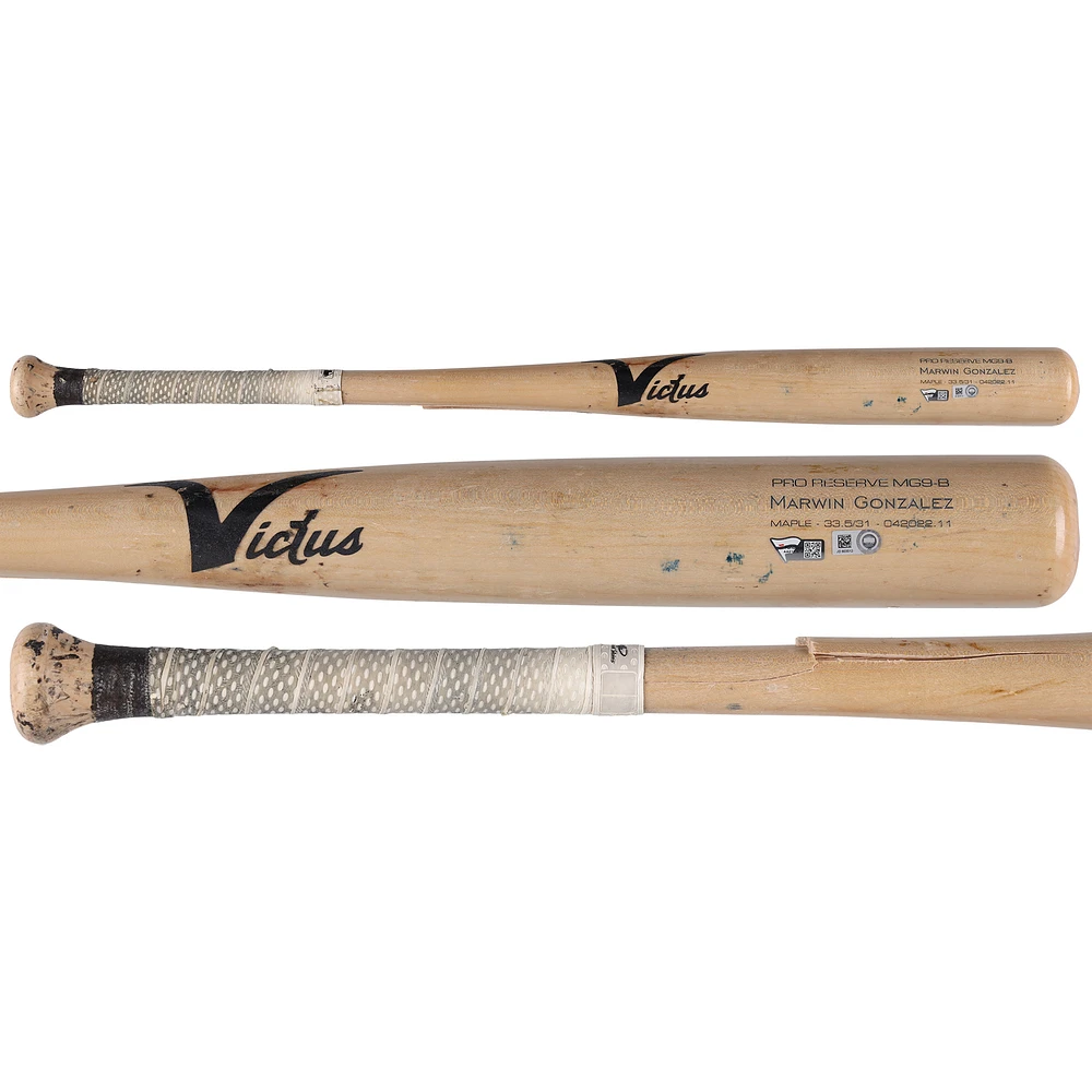 Marwin Gonzalez New York Yankees Game-Used Tan Victus Broken Bat vs. Oakland Athletics on June 27, 2022