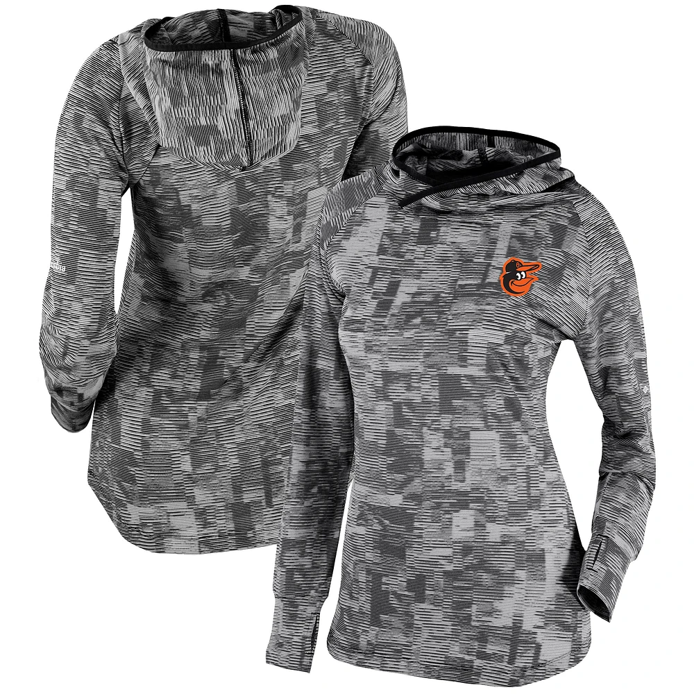 Women's Columbia  Black Baltimore Orioles Omni-Wick Sunday Ball Pullover Hoodie