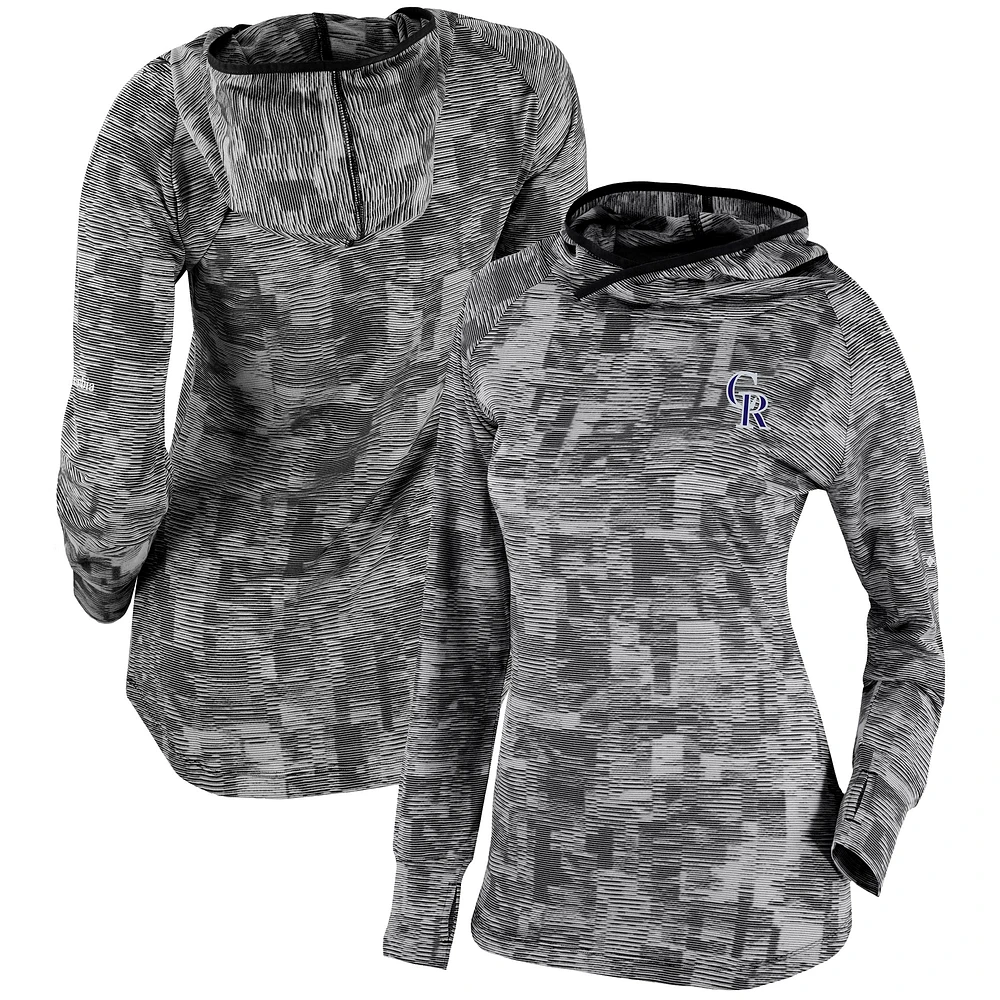 Women's Columbia Black Colorado Rockies Omni-Wick Sunday Ball Pullover Hoodie