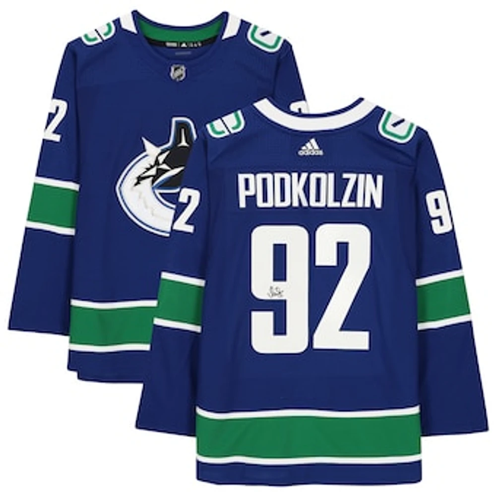 Vasily Podkolzin Vancouver Canucks Autographed Blue Adidas Authentic Jersey