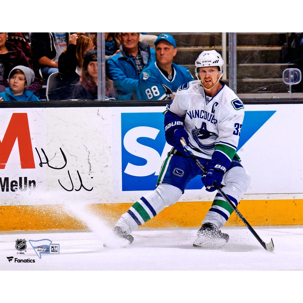 Henrik Sedin Vancouver Canucks Autographed 8" x 10" White Jersey Stopping Photograph