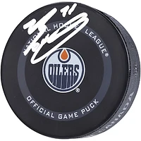 Evan Bouchard Edmonton Oilers Autographed 2021 Model Official Game Puck