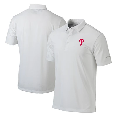 Men's Columbia White Philadelphia Phillies Omni-Wick Drive Polo