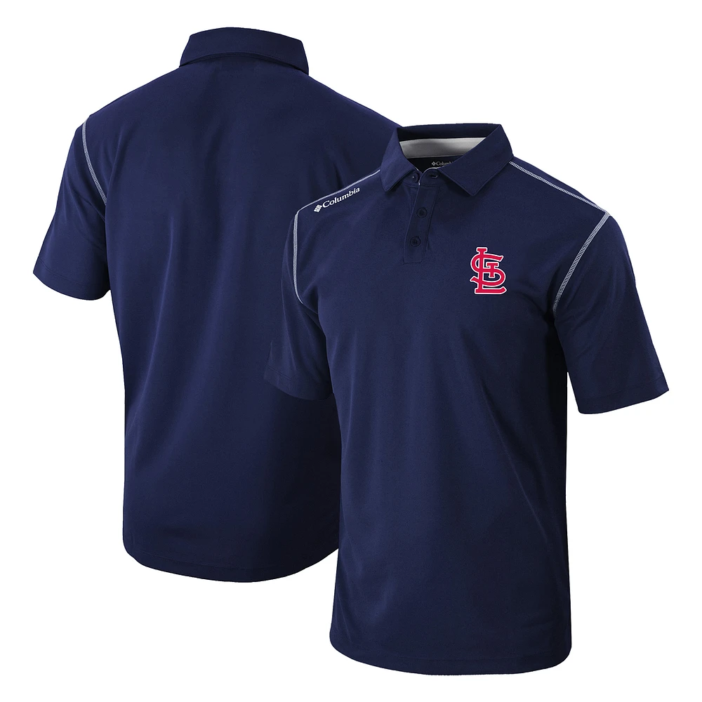 Men's Columbia Navy St. Louis Cardinals Omni-Wick Shotgun Polo