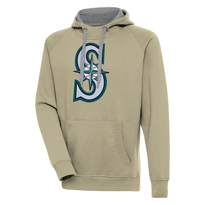 Men's Antigua Khaki Seattle Mariners Victory Pullover Hoodie