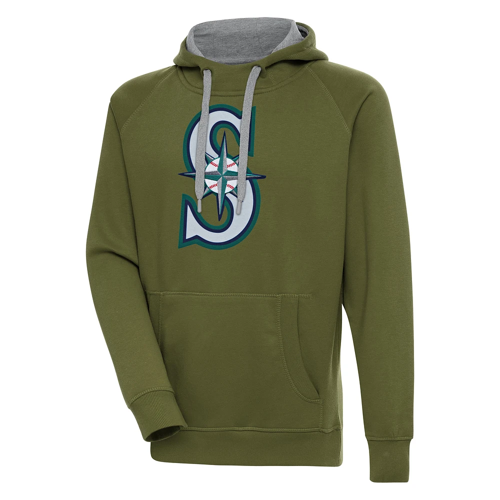 Men's Antigua Olive Seattle Mariners Victory Pullover Hoodie