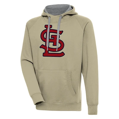Men's Antigua Khaki St. Louis Cardinals Victory Pullover Hoodie