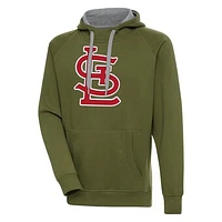 Men's Antigua Olive St. Louis Cardinals Victory Pullover Hoodie