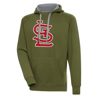 Men's Antigua Olive St. Louis Cardinals Victory Pullover Hoodie