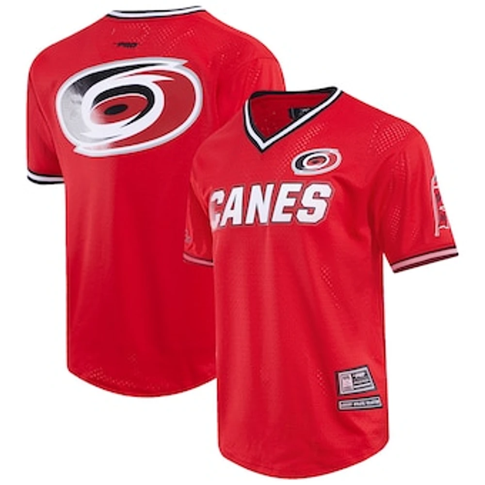 Men's Pro Standard  Red Carolina Hurricanes Classic Mesh V-Neck T-Shirt