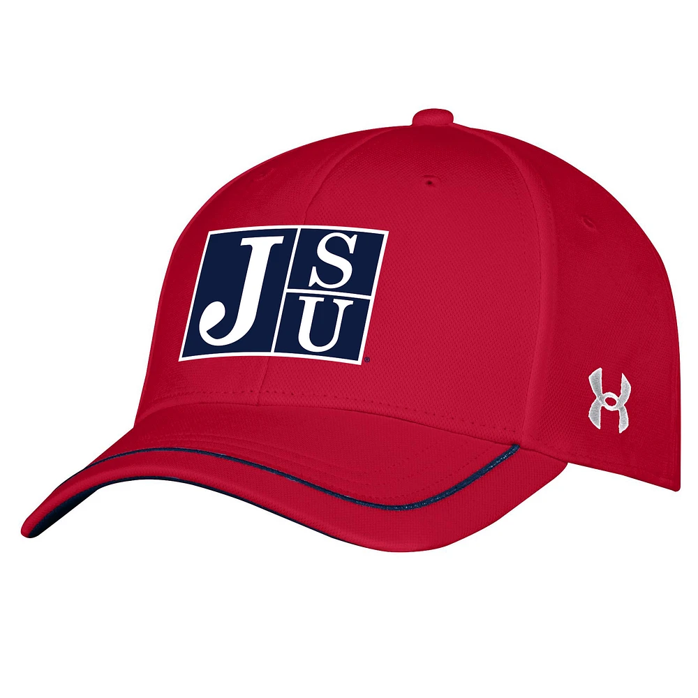 Men's Under Armour Red Jackson State Tigers Iso-Chill Blitzing Accent Flex Hat