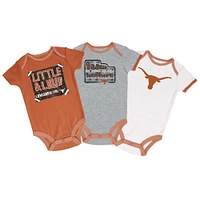 Infant Champion Texas Orange/Gray/White Texas Longhorns 3-Pack Bodysuit Set