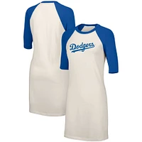 Women's Lusso  White Los Angeles Dodgers Nettie Raglan Half-Sleeve Tri-Blend T-Shirt Dress