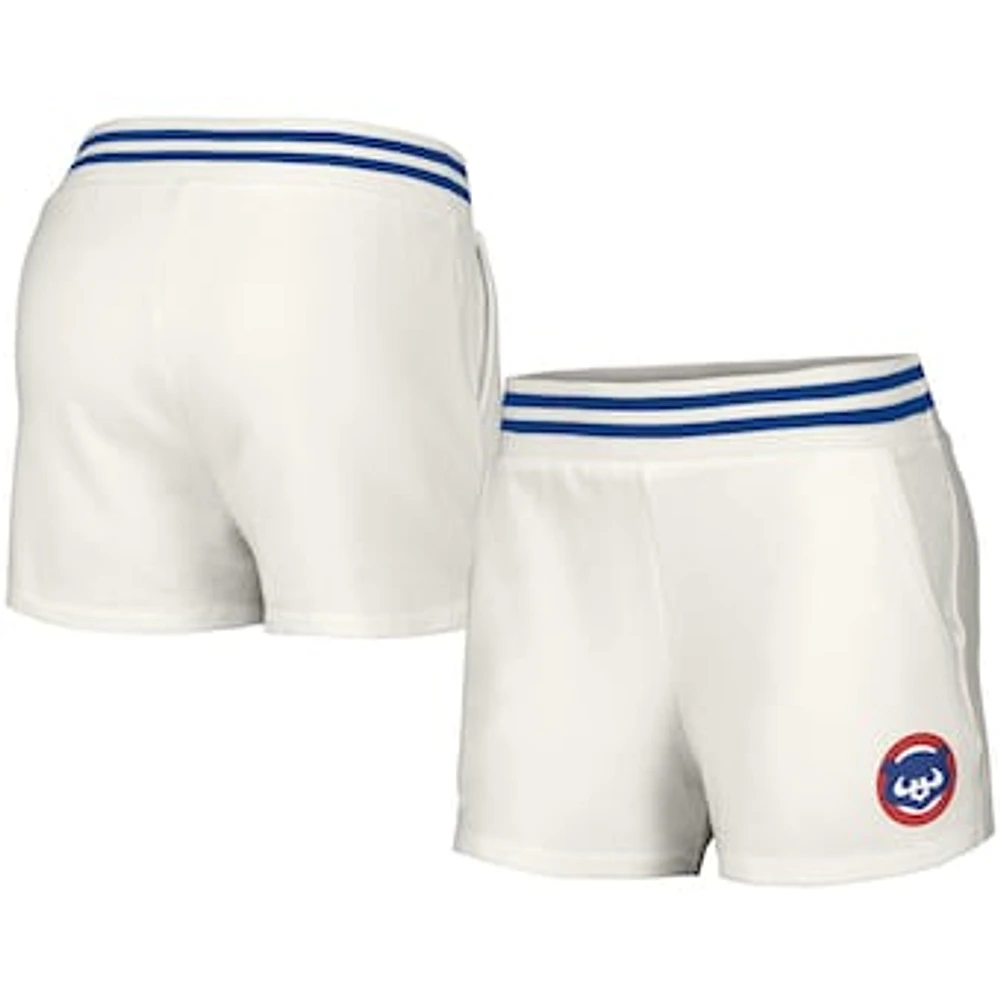 Women's Lusso  White Chicago Cubs Maeg Tri-Blend Pocket Shorts