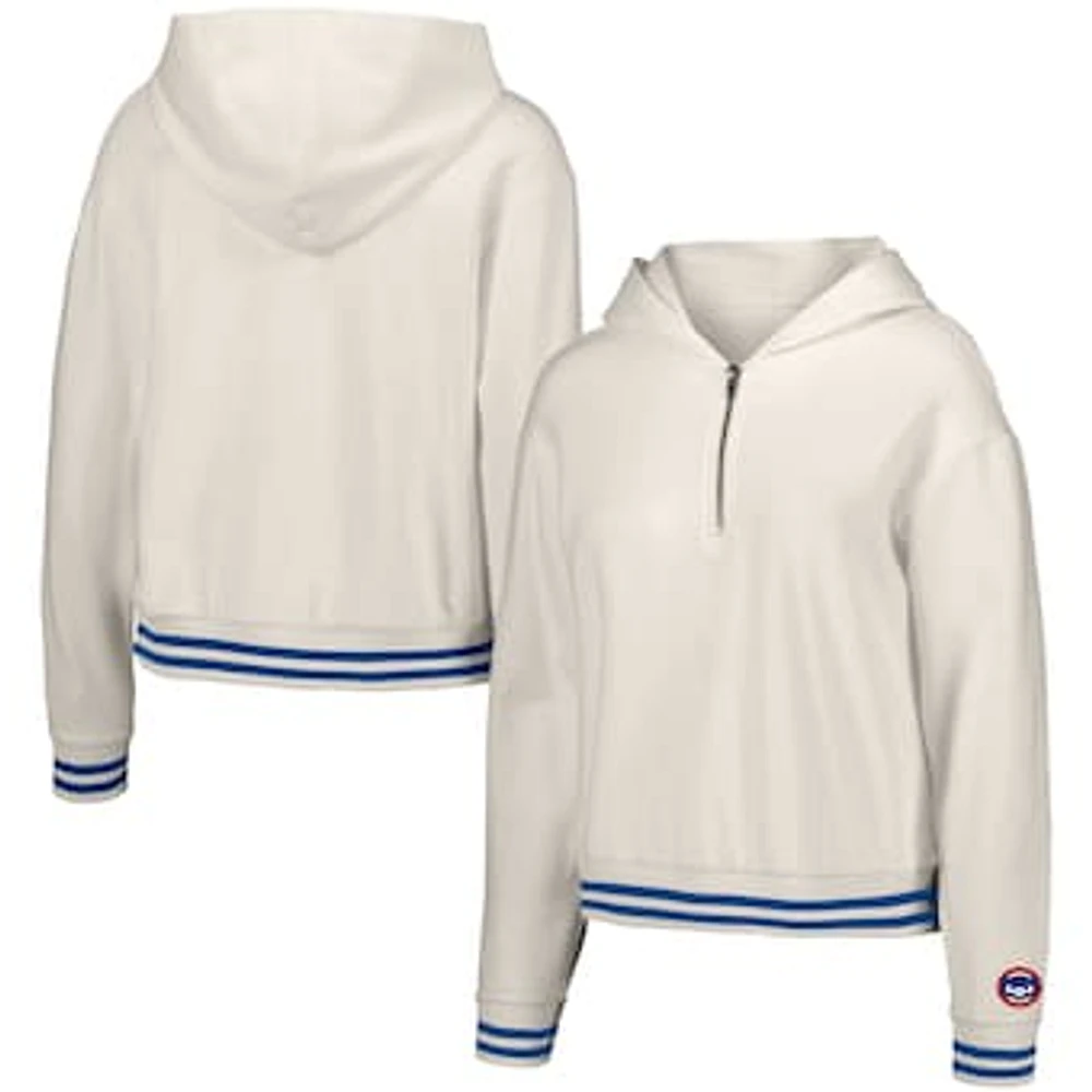 Women's Lusso  White Chicago Cubs Magnolia Tri-Blend Quarter-Zip Hoodie