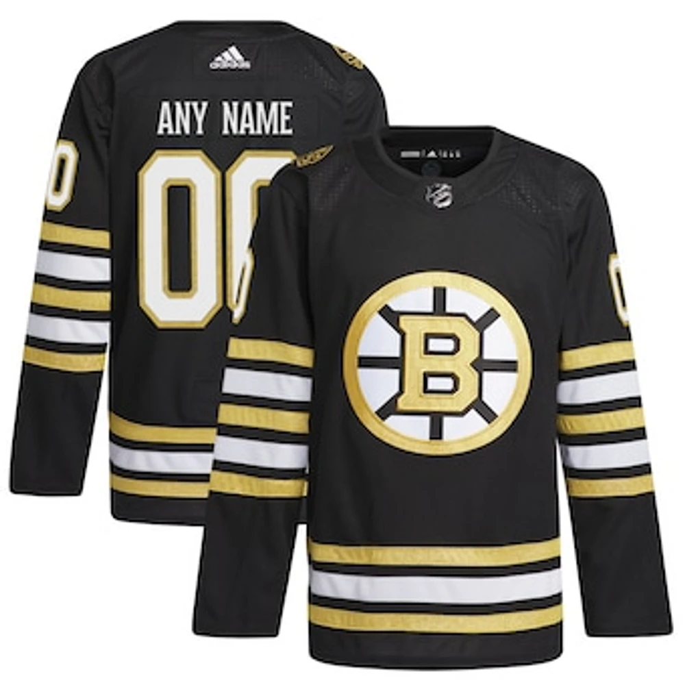 Men's adidas  Black Boston Bruins 100th Anniversary Primegreen Authentic Custom Jersey