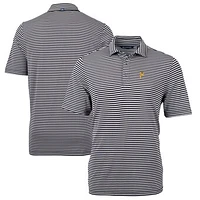 Men's Cutter & Buck Black Pittsburgh Pirates Virtue Eco Pique Stripe Recycled Polo