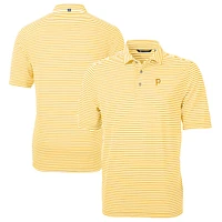 Men's Cutter & Buck Gold Pittsburgh Pirates Virtue Eco Pique Stripe Recycled Polo