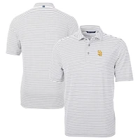 Men's Cutter & Buck Gray San Diego Padres Virtue Eco Pique Stripe Recycled Polo