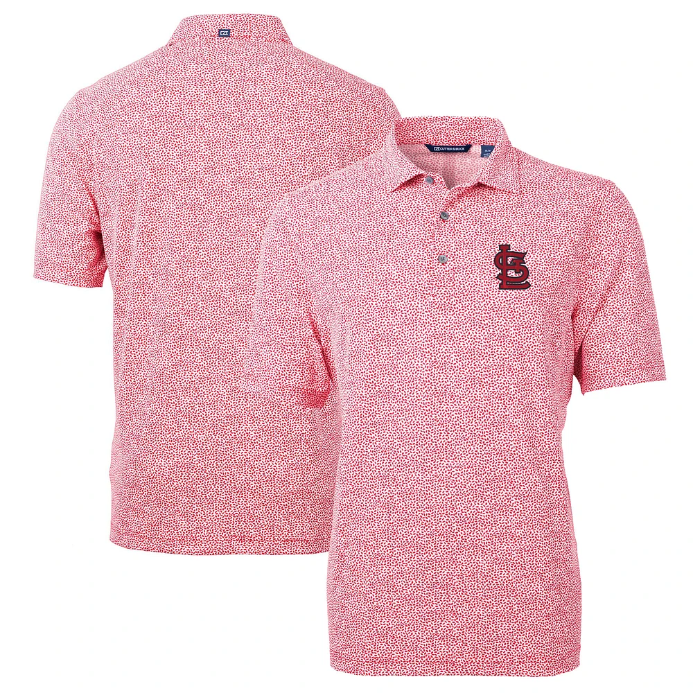 Men's Cutter & Buck Red St. Louis Cardinals Virtue Eco Pique Botanical Print Recycled Polo