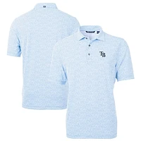 Men's Cutter & Buck Light Blue Tampa Bay Rays Virtue Eco Pique Botanical Print Recycled Polo