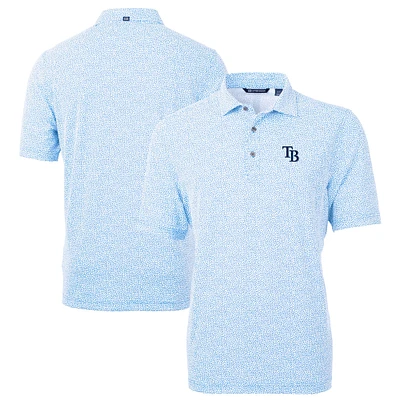 Men's Cutter & Buck Light Blue Tampa Bay Rays Virtue Eco Pique Botanical Print Recycled Polo