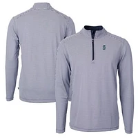 Men's Cutter & Buck Navy/White Seattle Mariners Virtue Eco Pique Micro Stripe Recycled Quarter-Zip Pullover Top