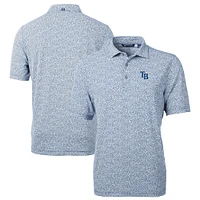 Men's Cutter & Buck Navy Tampa Bay Rays Virtue Eco Pique Botanical Print Recycled Polo