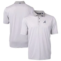 Men's Cutter & Buck Gray/White Atlanta Braves Virtue Eco Pique Micro Stripe Recycled Polo