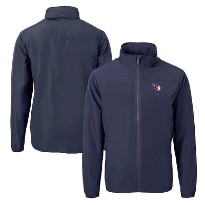 Men's Cutter & Buck Navy Cleveland Guardians Charter Eco Recycled Full-Zip Jacket